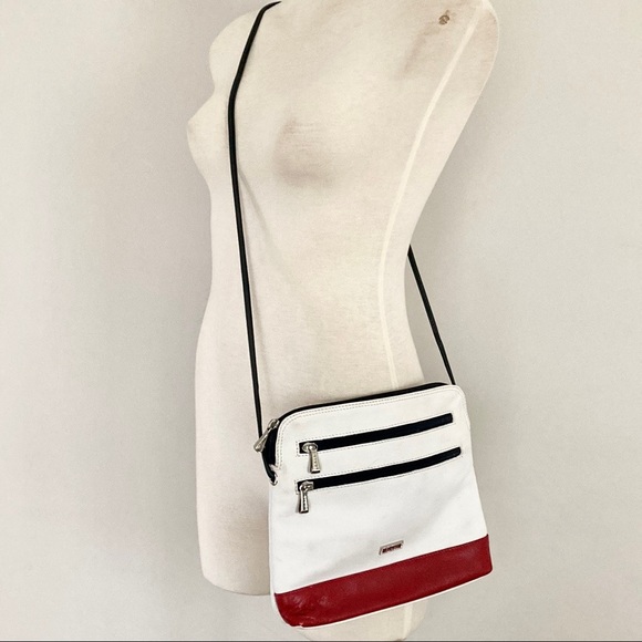 GIUDI genuine leather shoulder bag in white and maroon Made in Italy - Picture 2 of 14